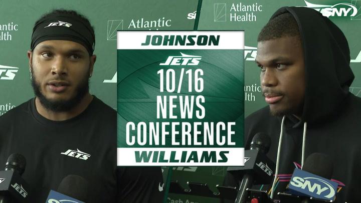 Jets news conference on 10/16 with Johnson and Williams speaking to the media.
