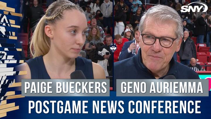 Paige Bueckers and Geno Auriemma discuss her return from injury after UConn's win over St. John's.