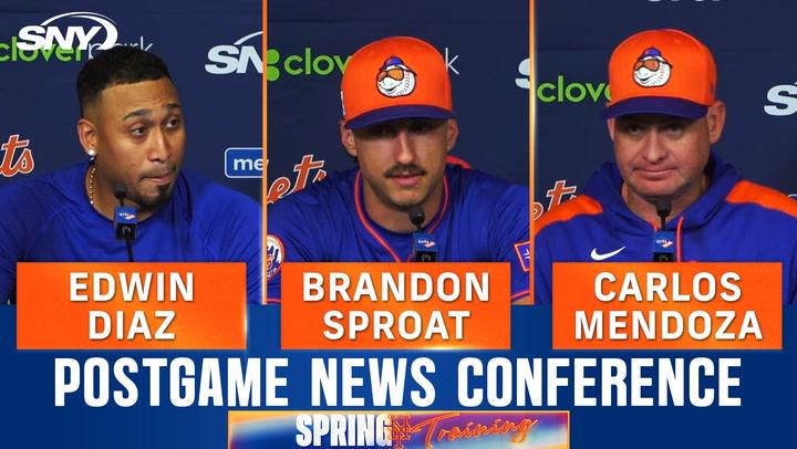 Edwin Diaz, Brandon Sproat, and Carlos Mendoza on Diaz's 'off' day, Sproat's start in Mets spring training game