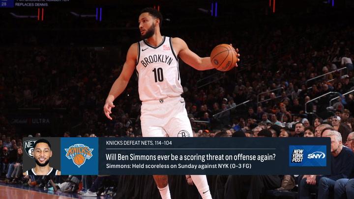 Ben Simmons of the Brooklyn Nets in action during their Sunday loss to the Knicks, 114-104.