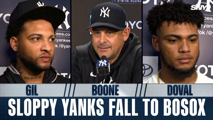 Aaron Boone, Luis Gil and Camilo Doval on Yankees loss to Red Sox