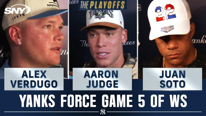 Aaron Judge, Juan Soto, and Alex Verdugo discuss Yankees Game 4 win: 'There's no quit.'