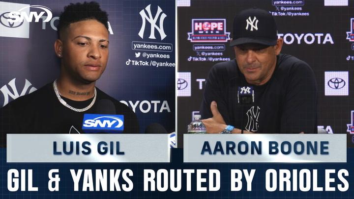 Luis Gil, Aaron Boone on rookie's worst outing of season as Orioles pound Yankees