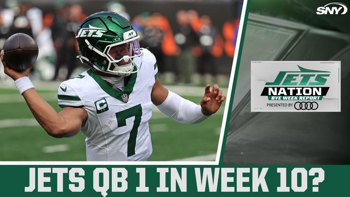 Jets quarterback number 7 featured with the headline "JETS QB 1 IN WEEK 10?" and Jets Nation Bye Week