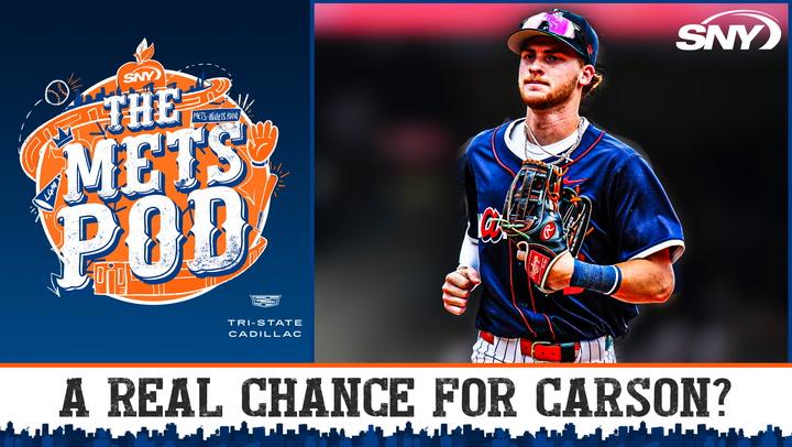 The Mets Pod podcast promo features the question "A REAL CHANCE FOR CARSON?" with a picture of Carson, the S