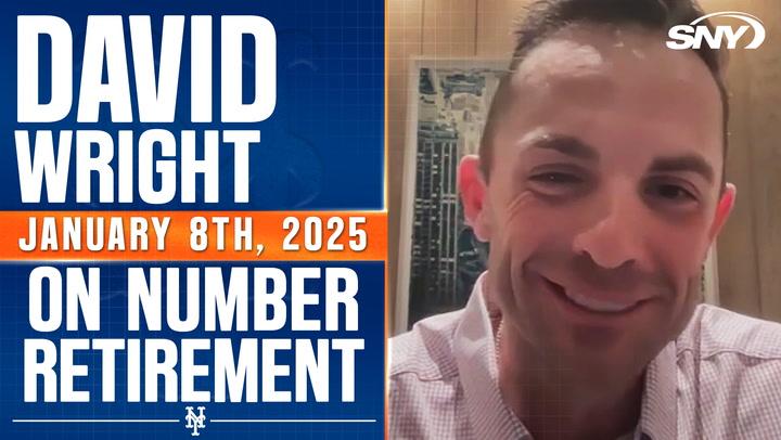 David Wright reacts to having his number retired by the Mets this summer