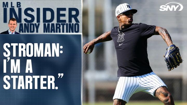 Marcus Stroman practices in Yankees gear; insists he's a starter amid rotation uncertainty.