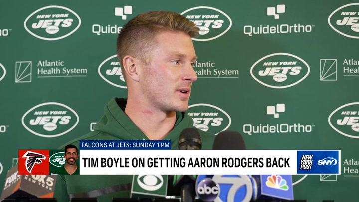 Tim Boyle reacts to Aaron Rodgers' potential return and previews Jets Week 13 vs Falcons