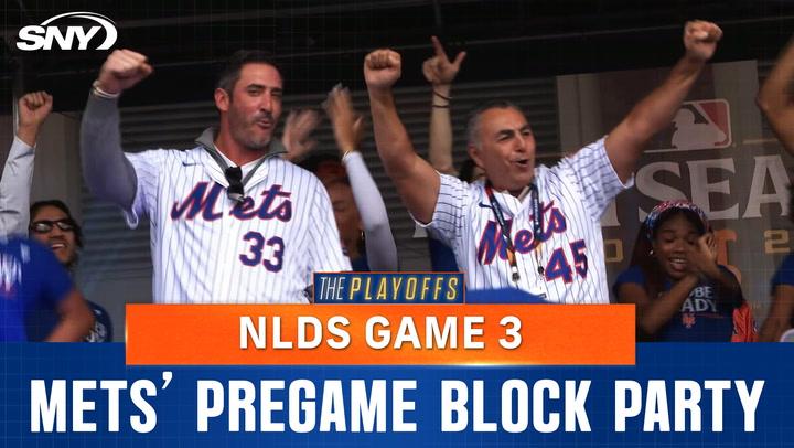 Mets' fans gather for a block party before NLDS Game 3