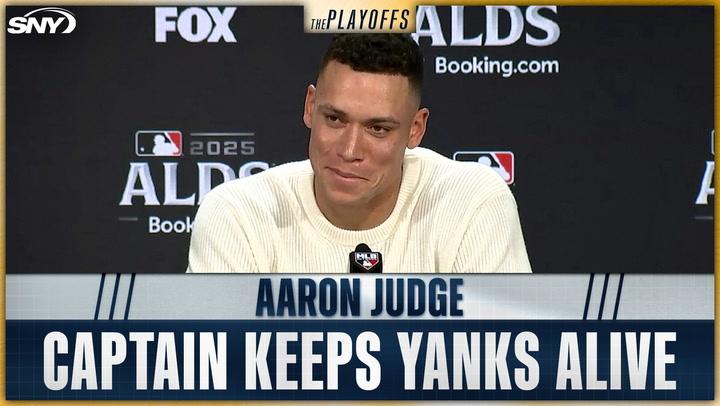 Aaron Judge talks big Yankees comeback win in Game 3 of the ALDS: 'The boys were hyped up'