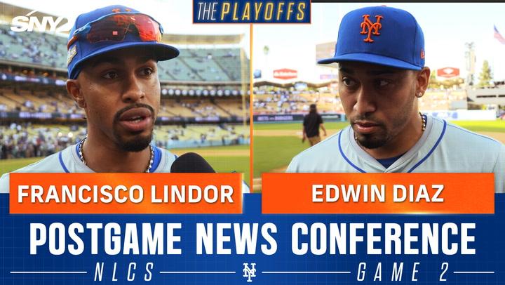 Francisco Lindor on leadoff homer, Edwin Diaz talks save in Mets NLCS Game 2 win over Dodgers