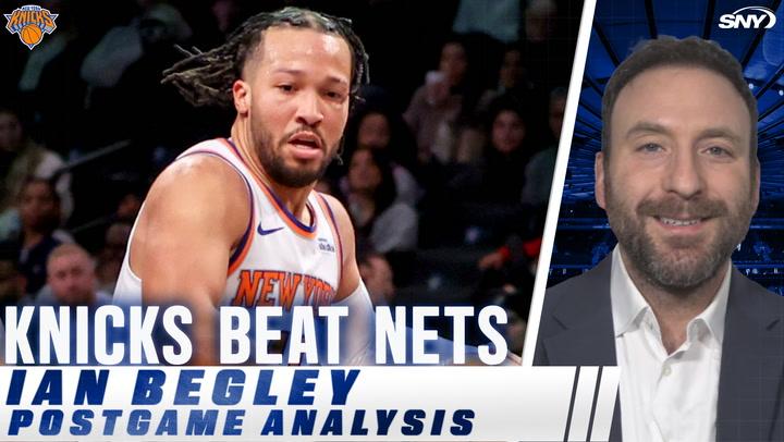 ```markdown
Jalen Brunson in action; Ian Begley analyzes Knicks' clutch win over Nets on SportsNite.
```