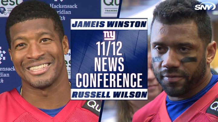 Jameis Winston and Russell Wilson featured for Giants 11/12 news conference.