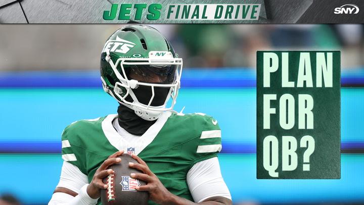 Jets Final Drive graphic with a Jets quarterback holding a football and the text "PLAN FOR QB?"