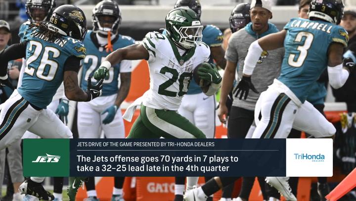 Jets offense powers 70 yards in 4th quarter to beat Jaguars 32-25; game wrap with experts.