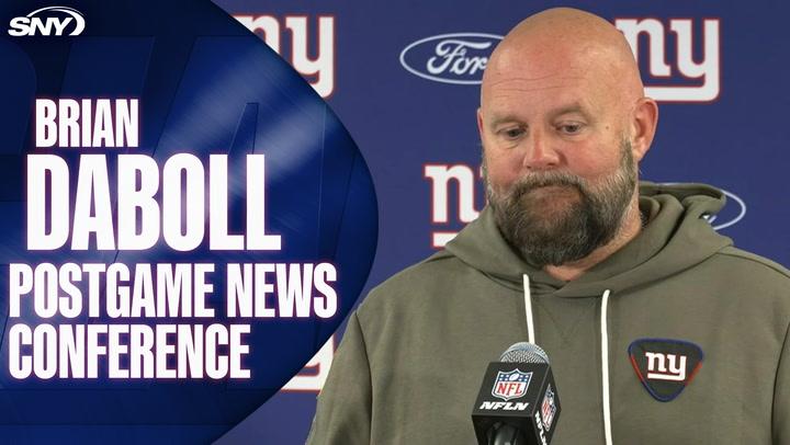 Brian Daboll speaks at a Giants postgame news conference.
