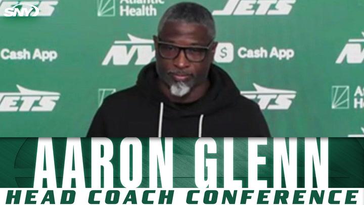 Aaron Glenn at Jets head coach conference