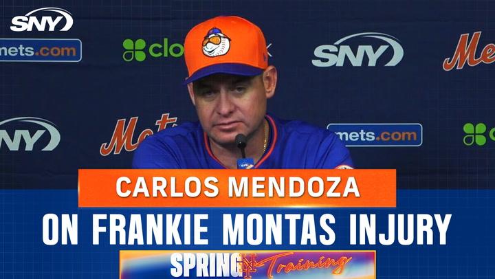 Carlos Mendoza on Pete Alonso arriving to Mets spring training, Frankie Montas' injury