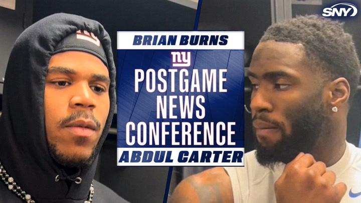 Brian Burns and Abdul Carter at Giants postgame news conference
