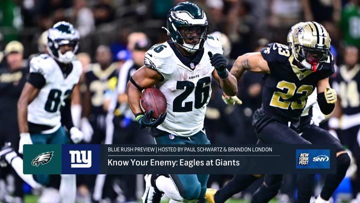 Eagles vs Giants preview image featuring a running football player in a must-win Week 7 match.