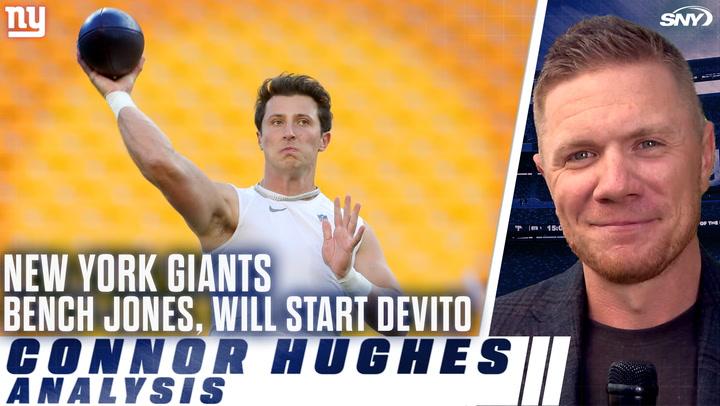 Connor Hughes discusses the Giants' choice to bench Daniel Jones, starting Tommy DeVito instead.