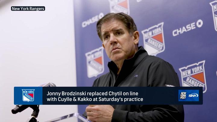 Peter Laviolette discusses Filip Chytil's injury and Brodzinski's lineup change for Rangers.