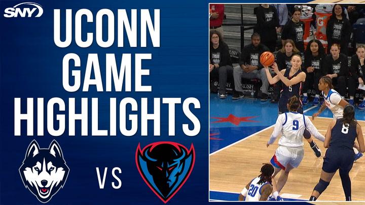 UConn vs DePaul: UConn Women's Basketball highlights, showing intense gameplay moments.