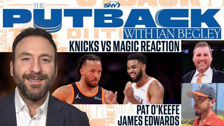 Alt text: "The Putback with Ian Begley: Knicks clinch NBA Cup spot, Brunson dominates, panel discusses."