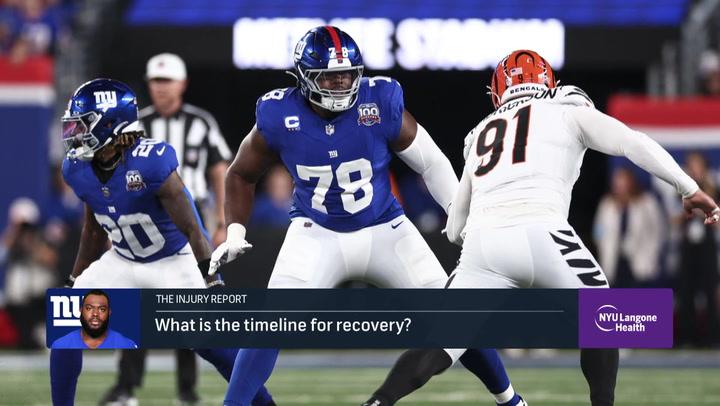 NYU Langone Health doctor discusses Giants LT Andrew Thomas’ Lisfranc surgery and recovery.