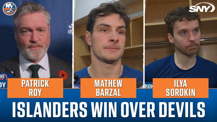Patrick Roy, Mathew Barzal, and Ilya Sorokin highlight the Islanders win over Devils.