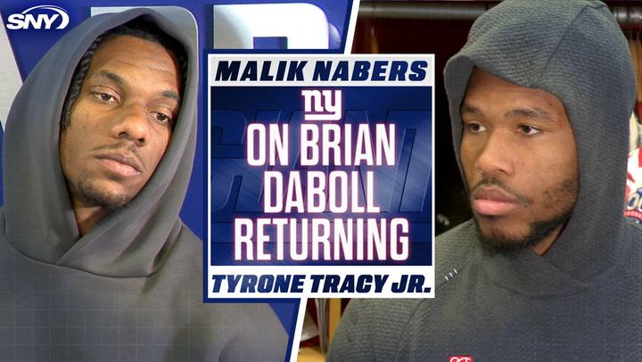 Malik Nabers and Tyrone Tracy Jr. discuss Brian Daboll's return and Giants' QB search.