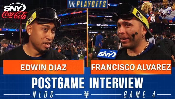 Edwin Diaz, Francisco Alvarez react after Mets' thrilling NLDS clinching win