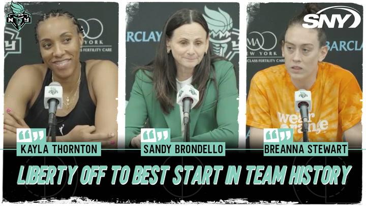 Coach Sandy Brondello, Breanna Stewart and Kayla Thornton on Liberty's best start in franchise history