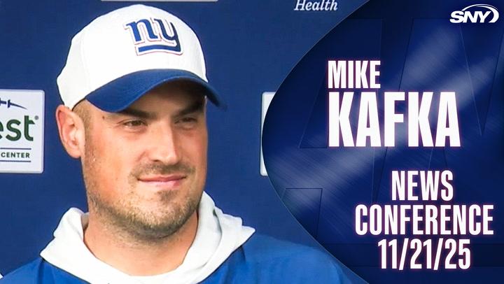 Mike Kafka, New York Giants, news conference on November 21, 2025.