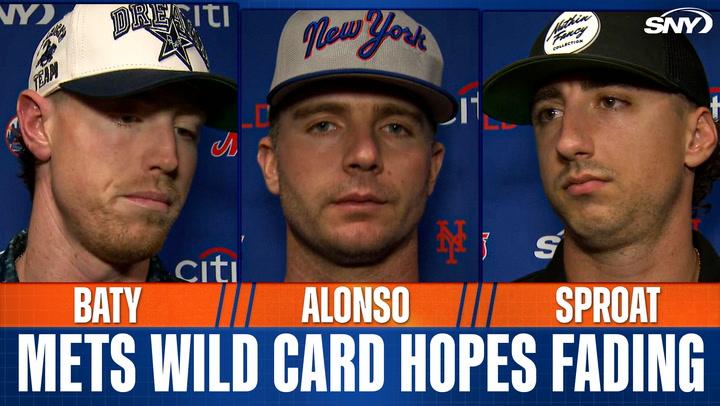 Baty, Alonso, and Sproat pictured with the headline "Mets Wild Card Hopes Fading."