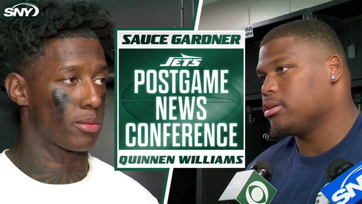 Sauce Gardner and Quinnen Williams discuss defensive mistakes in the Jets' loss to the Patriots.