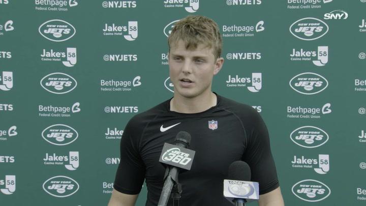 Zach Wilson on Aaron Rodgers chat at Jets-Packers joint practice | Jets News Conference