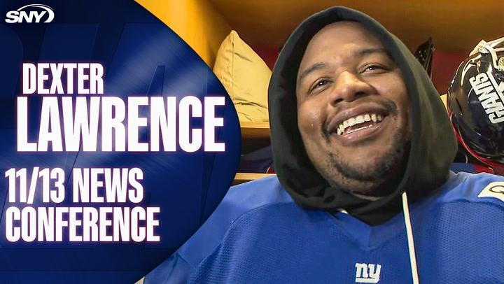 Dexter Lawrence smiles during Giants 11/13 news conference.