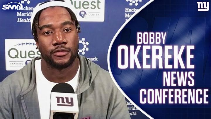 Giants LB Bobby Okereke addresses defensive issues post Week 2 loss during a news conference.