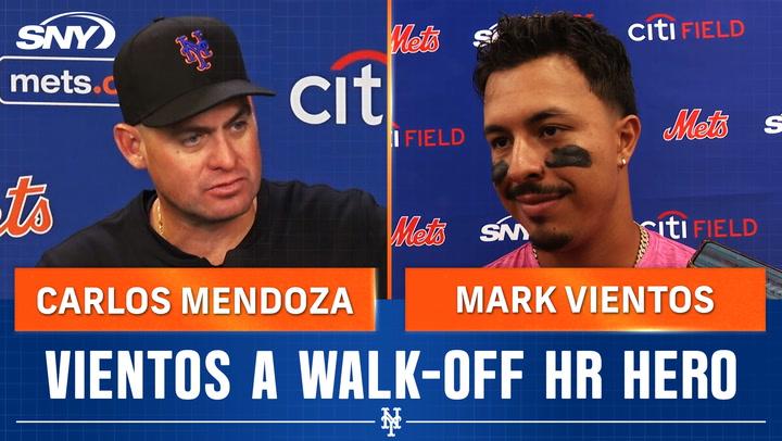 Mark Vientos and Carlos Mendoza talk Vientos' at-bat leading to walk-off HR in Mets win