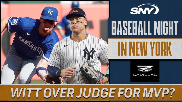 "Witt Over Judge for MVP?" SNY's Baseball Night in NY debates Royals' Witt Jr. vs. Yankees' Judge.