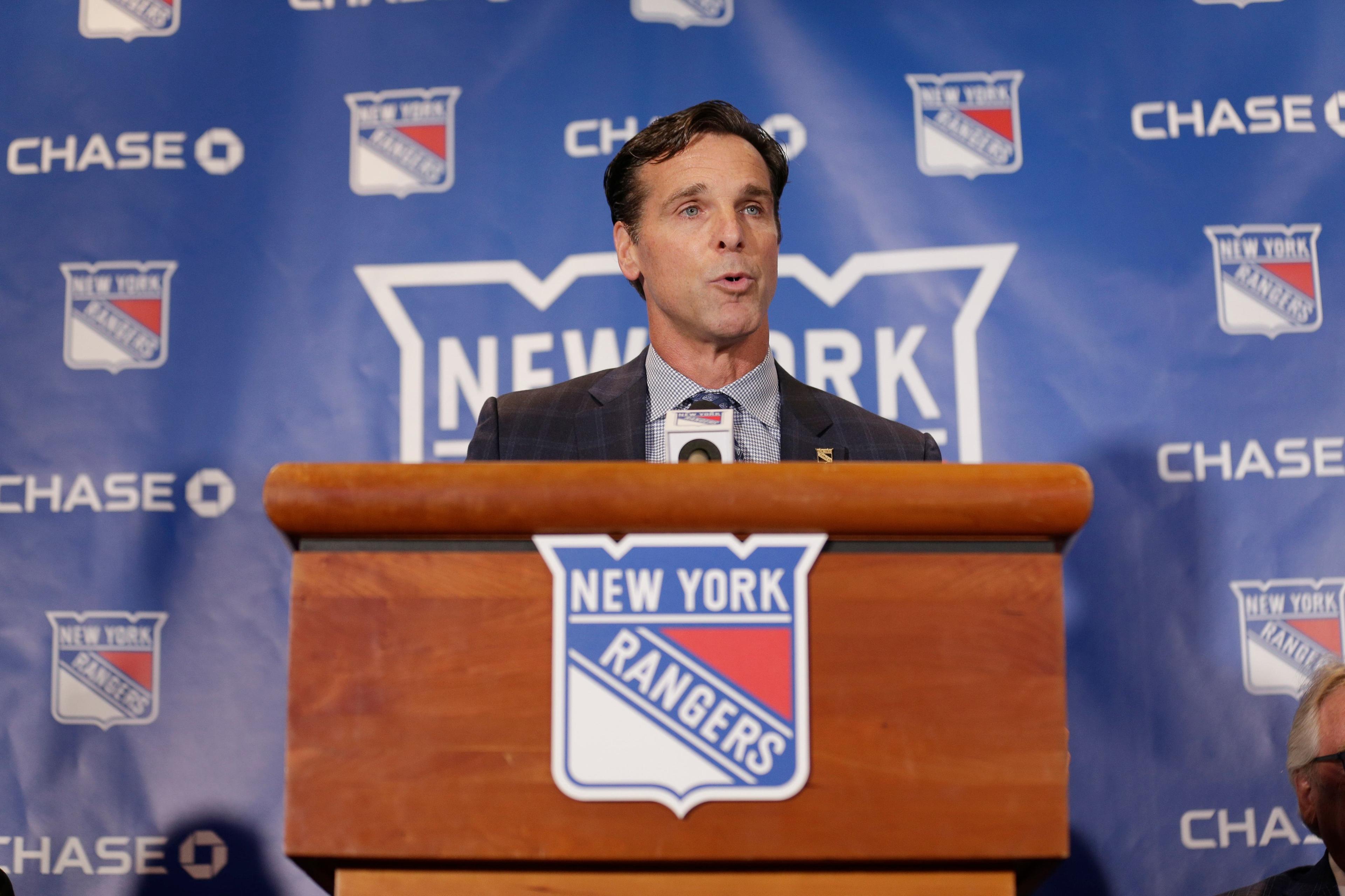 The New York Rangers new head coach David Quinn speaks during a news conference in New York, Thursday, May 24, 2018. (AP Photo/Seth Wenig) / Seth Wenig/AP