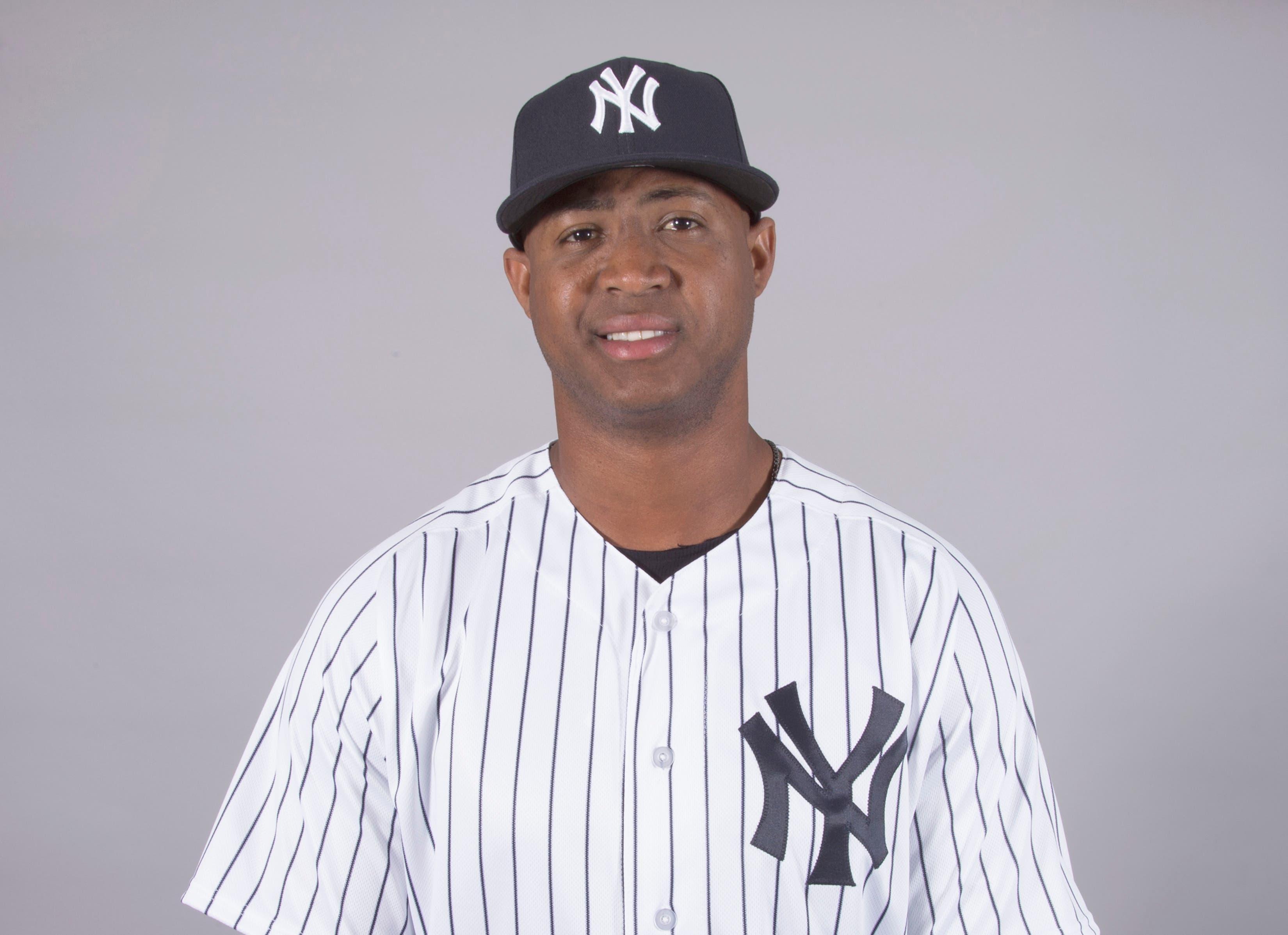 Feb 21, 2018; Tampa, FL, USA; New York Yankees starting pitcher Domingo Acevedo (88) during media day at George M. Steinbrenner Field. Mandatory Credit: Reinhold Matay-USA TODAY Sports / Reinhold Matay