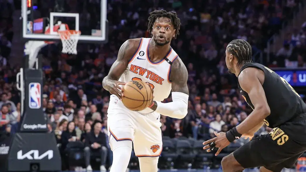 Apr 23, 2023; New York, New York, USA; New York Knicks forward Julius Randle (30) looks to make a pass during game four of the 2023 NBA playoffs against the Cleveland Cavaliers at Madison Square Garden. / Wendell Cruz-USA TODAY Sports