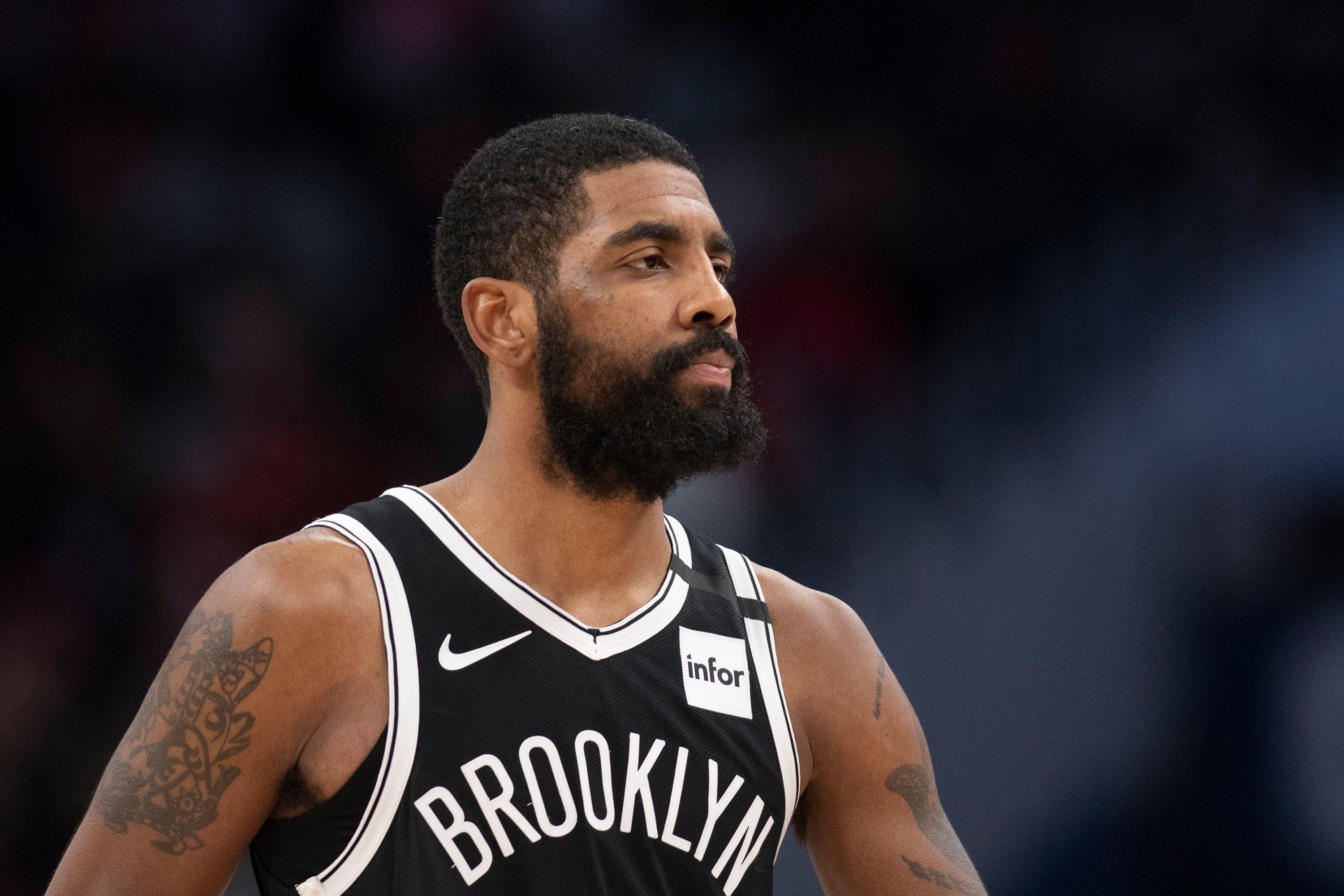 Feb 1, 2020; Washington, District of Columbia, USA; Brooklyn Nets guard Kyrie Irving (11) stands on the court during the second half against the Washington Wizards at Capital One Arena. Mandatory Credit: Tommy Gilligan-USA TODAY Sports / Tommy Gilligan