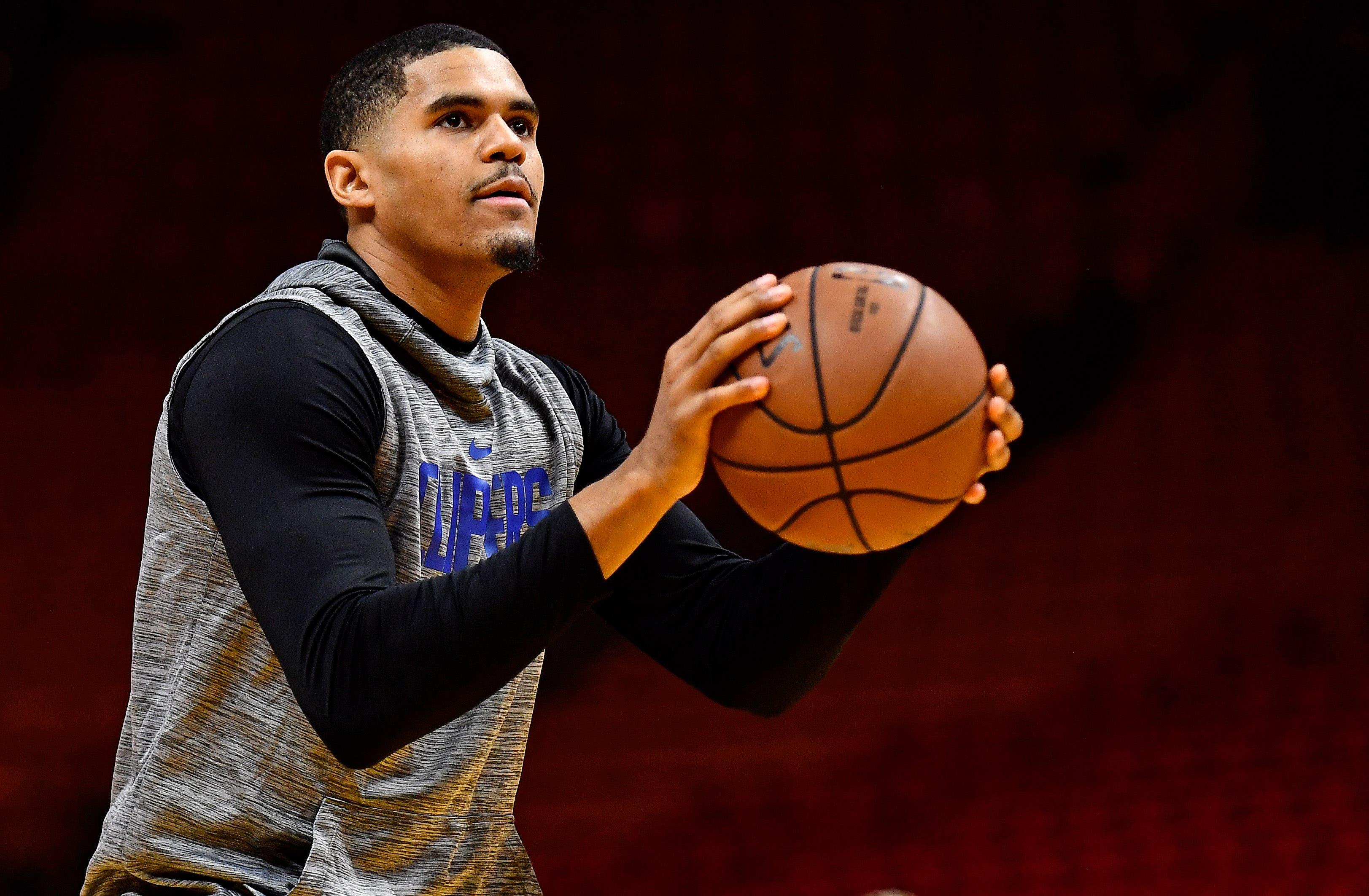 Jan 23, 2019; Miami, FL, USA; LA Clippers forward Tobias Harris (34) warms up prior to the game against the Miami Heat at American Airlines Arena. Mandatory Credit: Jasen Vinlove-USA TODAY Sports / Jasen Vinlove