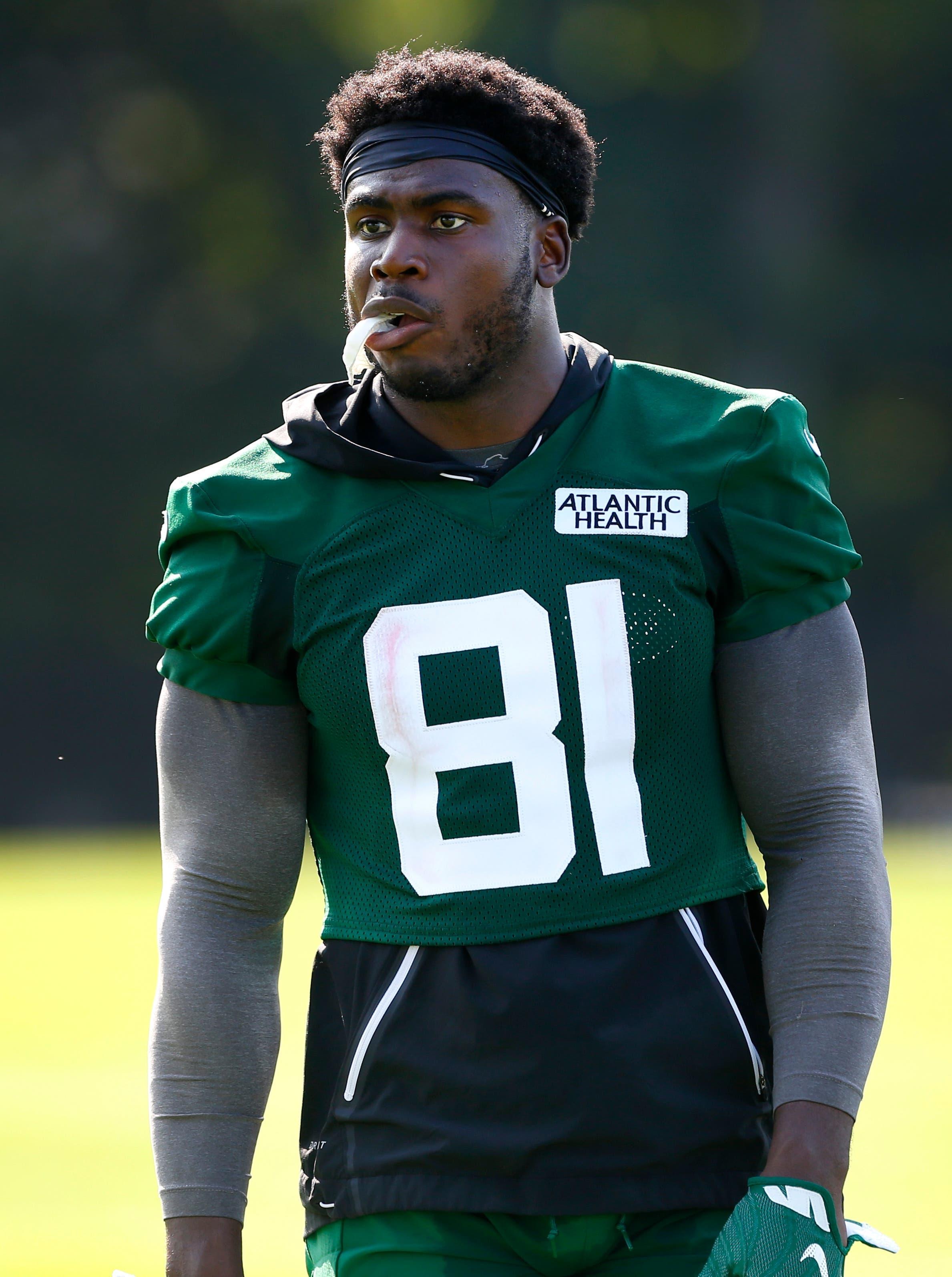 Jul 25, 2019; Florham Park, NJ, USA; New York Jets wide receiver Quincy Enunwa (81) during Jets training camp at Atlantic Health Center. Mandatory Credit: Noah K. Murray-USA TODAY Sports / Noah K. Murray