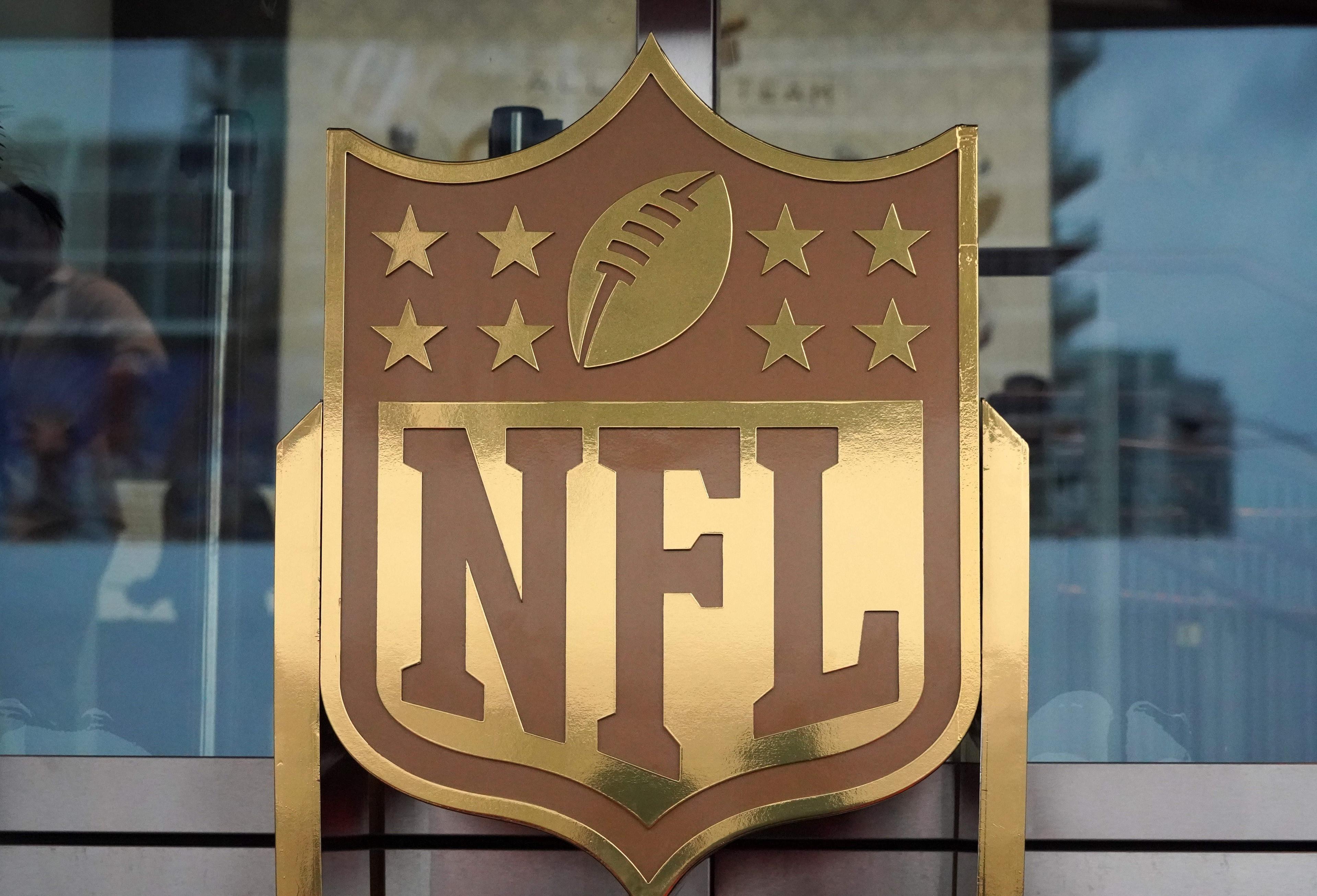 Feb 1, 2020; Miami Gardens, Florida, USA; General overall view of NFL golden shield logo at the NFL Honors show at the Adrienne Arsht Center. Mandatory Credit: Kirby Lee-USA TODAY Sportsundefined