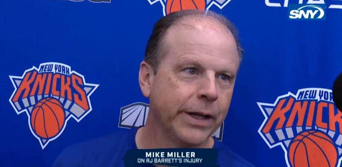 WATCH: Knicks' Mike Miller believes RJ Barrett will bounce back quickly from ankle injury