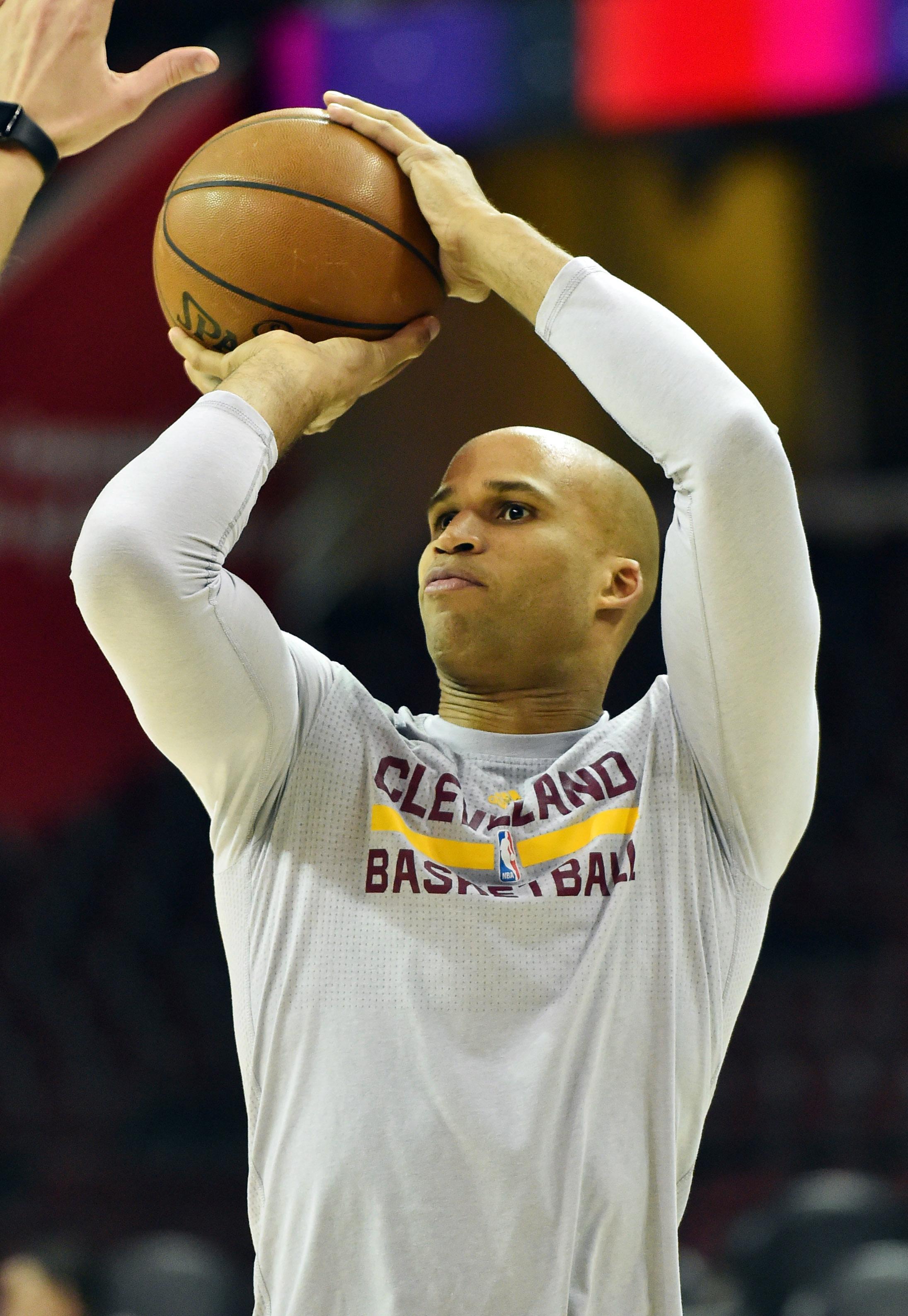 Dec 23, 2016; Cleveland, OH, USA; Cleveland Cavaliers forward Richard Jefferson (24) warms up before the game between the Cleveland Cavaliers and the Brooklyn Nets at Quicken Loans Arena. Mandatory Credit: Ken Blaze-USA TODAY Sports